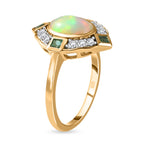 Ethiopian Welo Opal, Natural Zircon & Zambian Emerald Ring in 18K Vermeil Yellow Gold Plated Sterling Silver 1.76 Ct._7324691_4