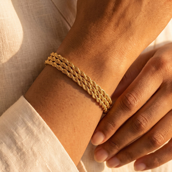 9K Yellow Gold 8.5mm Hollow Strand 3 Rope Bracelet 7 Inch 7328147 2