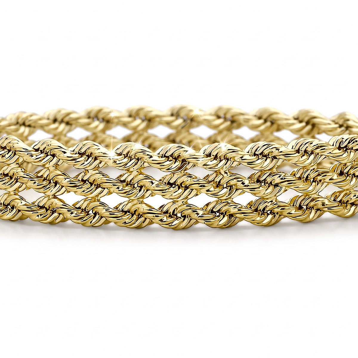 9K Yellow Gold 8.5mm Hollow Strand 3 Rope Bracelet 7 Inch 7328147 3
