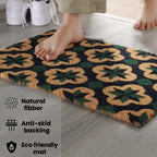 15mm Trellis Design PVC Backed Coir Natural Printed Rug and Door Mat (Size 60x40 cm) - Brown, Green & Black_7329535_3