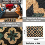 15mm Trellis Design PVC Backed Coir Natural Printed Rug and Door Mat (Size 60x40 cm) - Brown, Green & Black_7329535_4