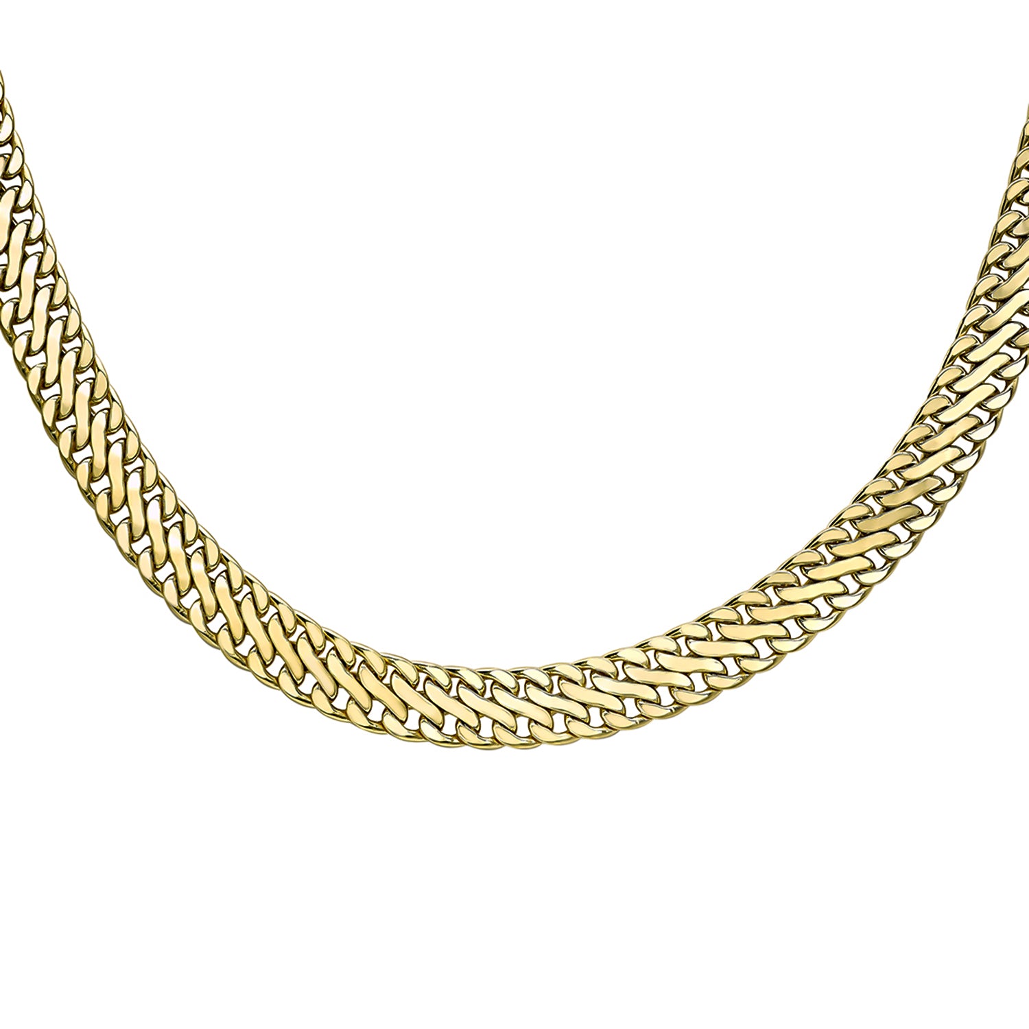 9K Yellow Gold 8.9mm Double Curb Chain Necklace 17 Inch 7329902 1