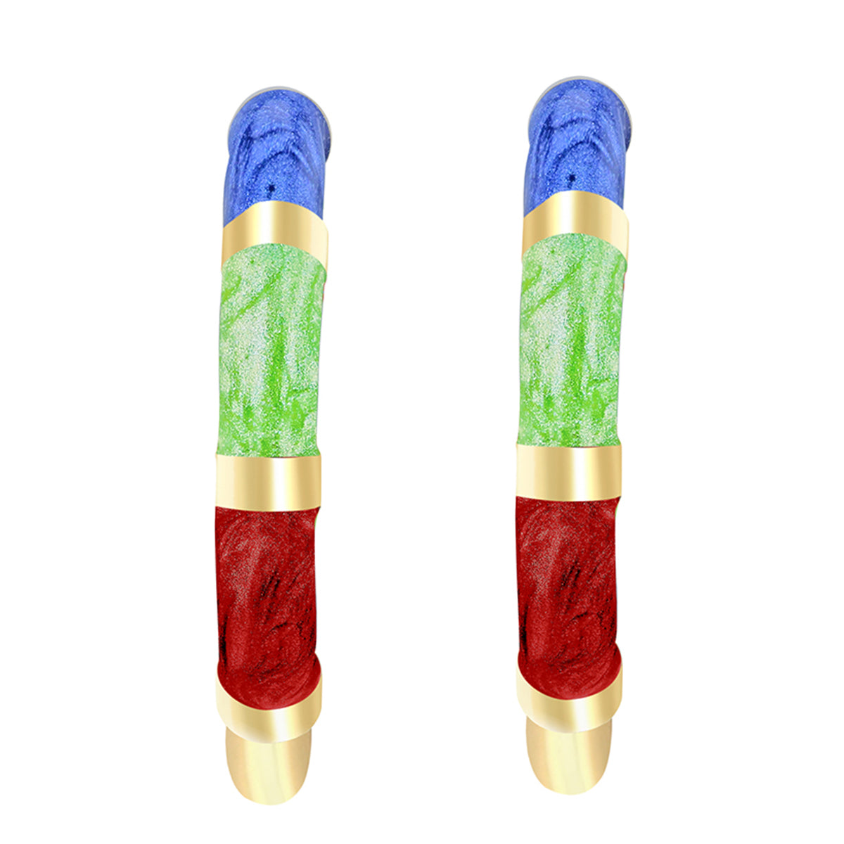 9K Gold 26.5mm Blue Green and Red Enamel Polished Tube Hoop Earrings 7337743 2