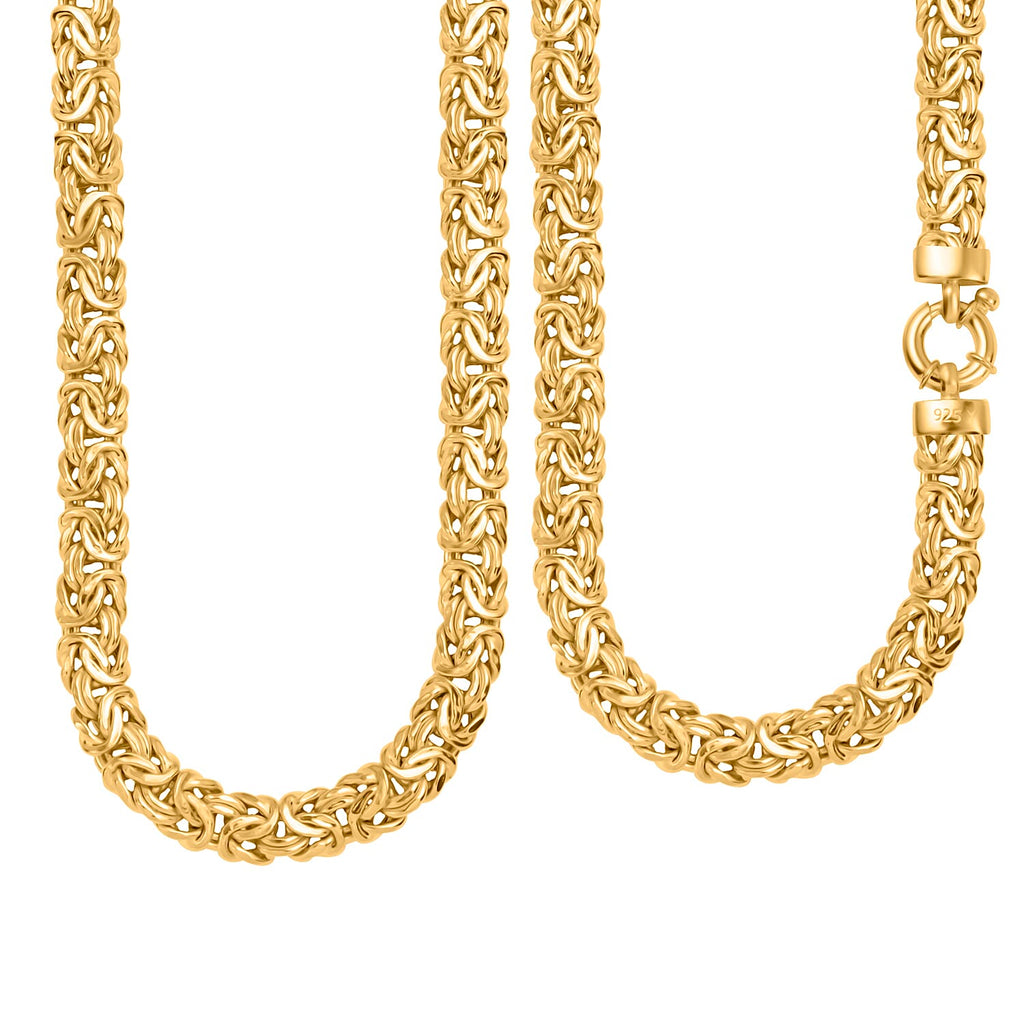 Yellow Gold Overlay Sterling Silver Byzantine Necklace (Size - 20) with Senorita Clasp, Silver Wt. 44.5 Gms (1.44 Troy Ounce)