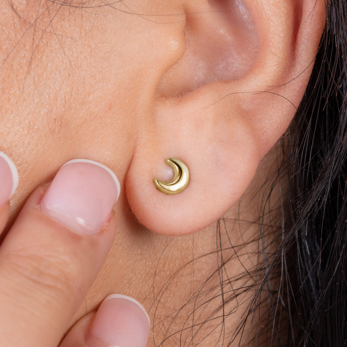 Moon Earrings in Sterling silver with an 18K Vermeil Yellow Gold (with Push Post) 7340635 3