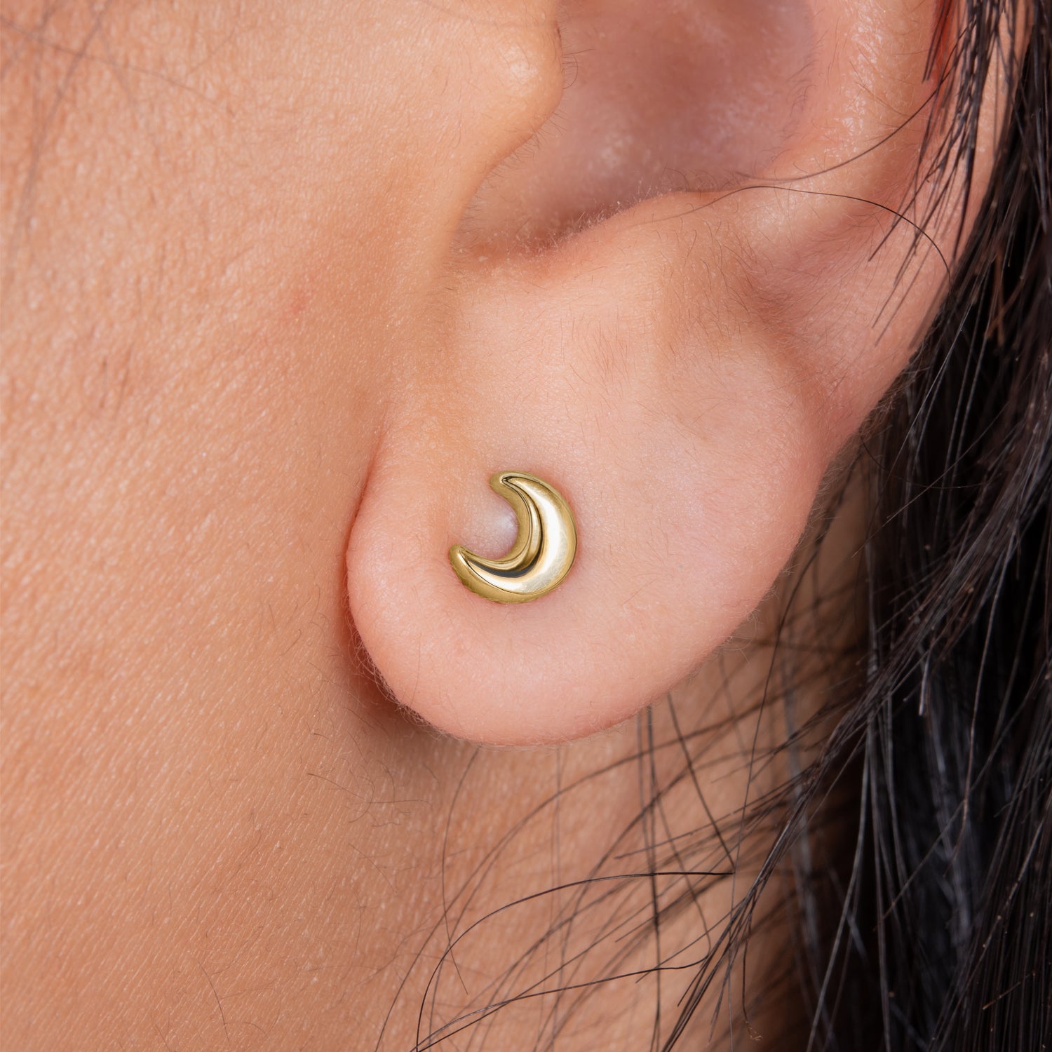 Moon Earrings in Sterling silver with an 18K Vermeil Yellow Gold (with Push Post) 7340635 4