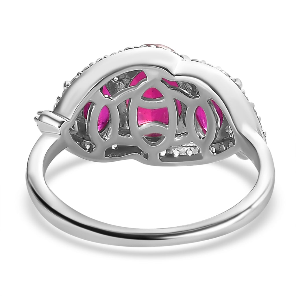 African Ruby and Natural Zircon Ring in Platinum Overlay Sterling Silver 3.50 Ct_7341885_4