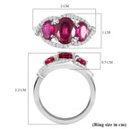African Ruby and Natural Zircon Ring in Platinum Overlay Sterling Silver 3.50 Ct_7341885_5