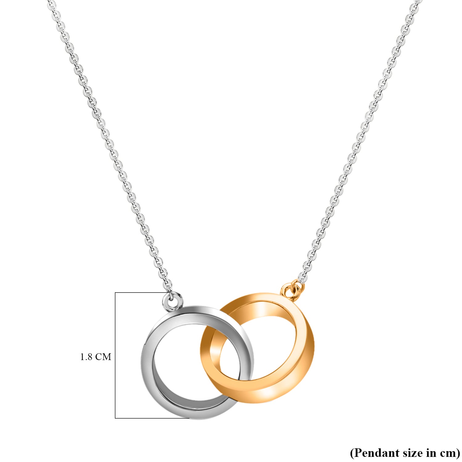 9K Two Colour Gold 27mm x 13mm Intertwined Rings Necklet 18 Inch 7343567 3