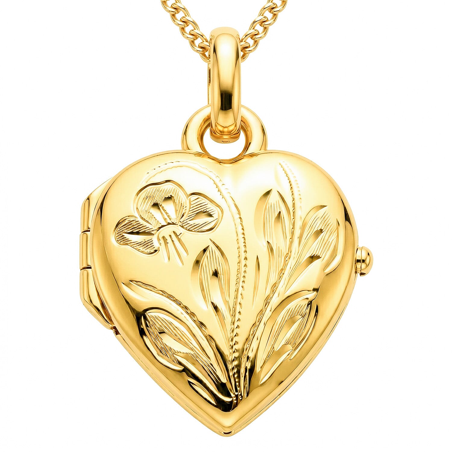 9K Yellow Gold 16mm x 25mm Engraved Floral Heart Locket 7343750 0