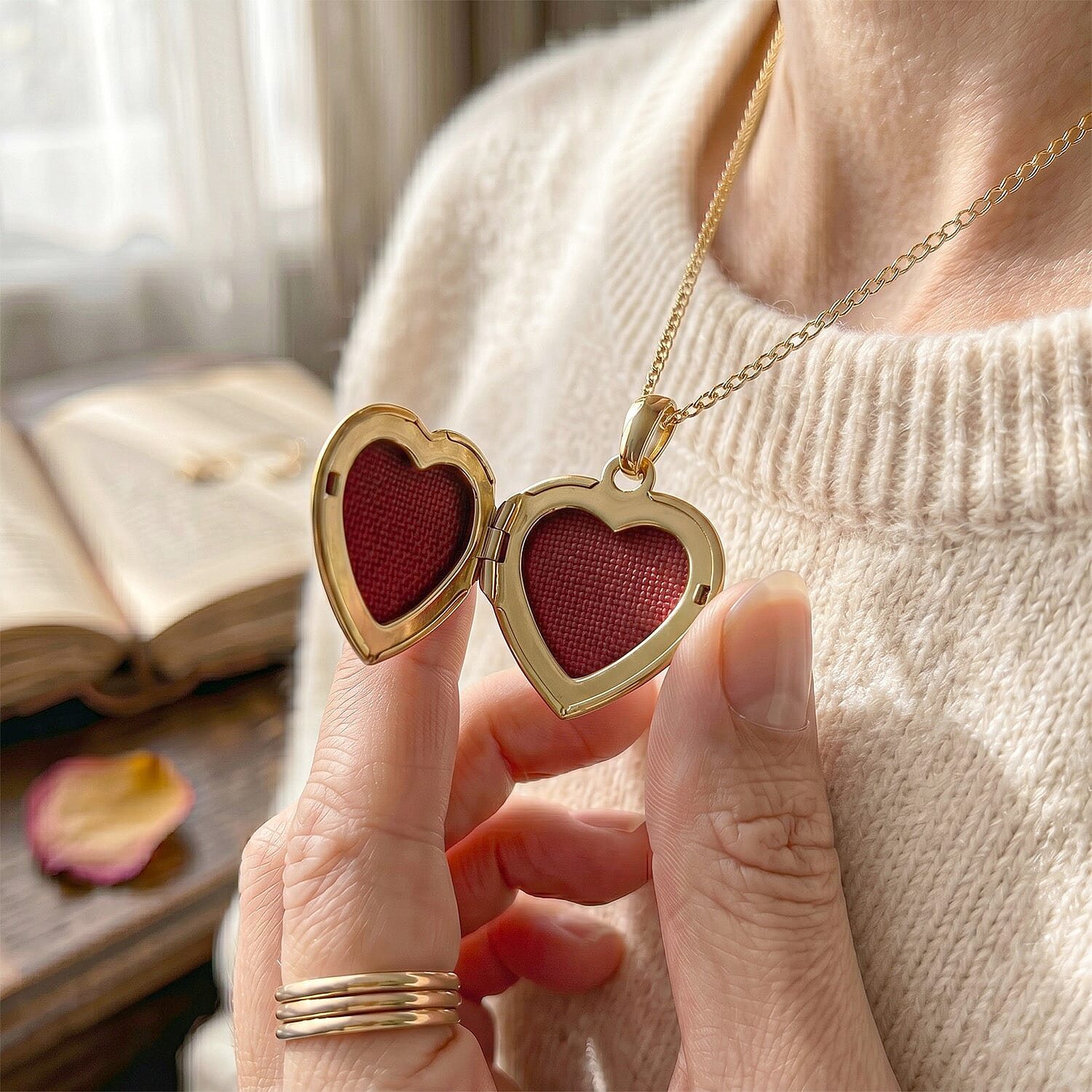 9K Yellow Gold 16mm x 25mm Engraved Floral Heart Locket 7343750 5