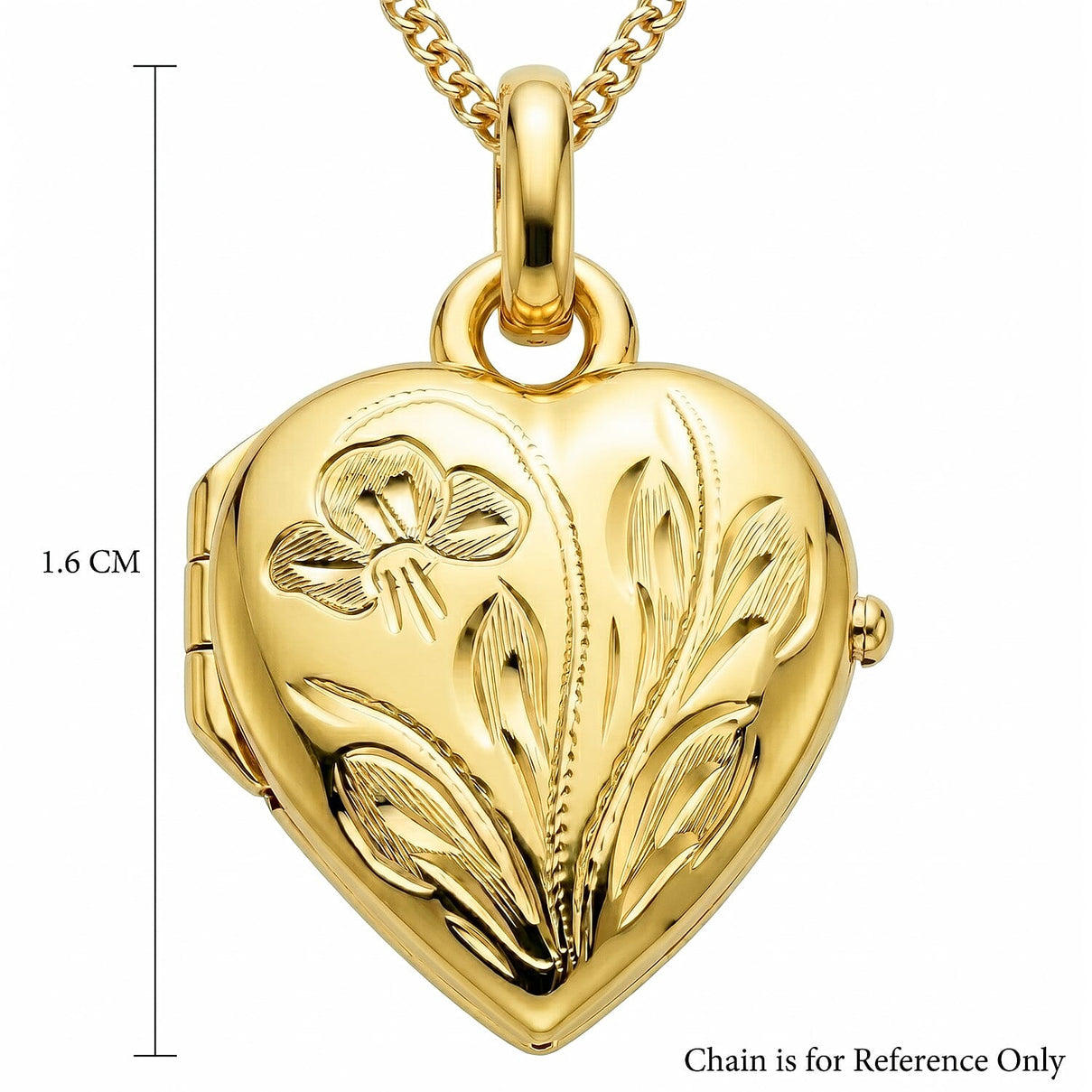 9K Yellow Gold 16mm x 25mm Engraved Floral Heart Locket 7343750 7