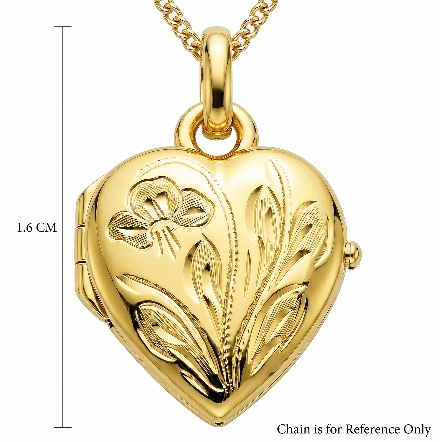 9K Yellow Gold 16mm x 25mm Engraved Floral Heart Locket 7343750 7
