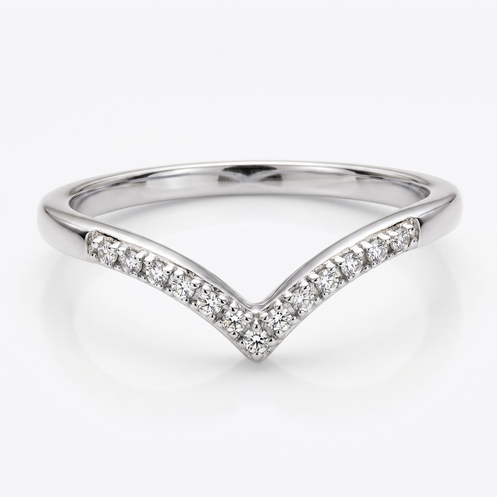 D'Joy - Natural White Diamond Wishbone Ring in Platinum Overlay Sterling Silver_7343783