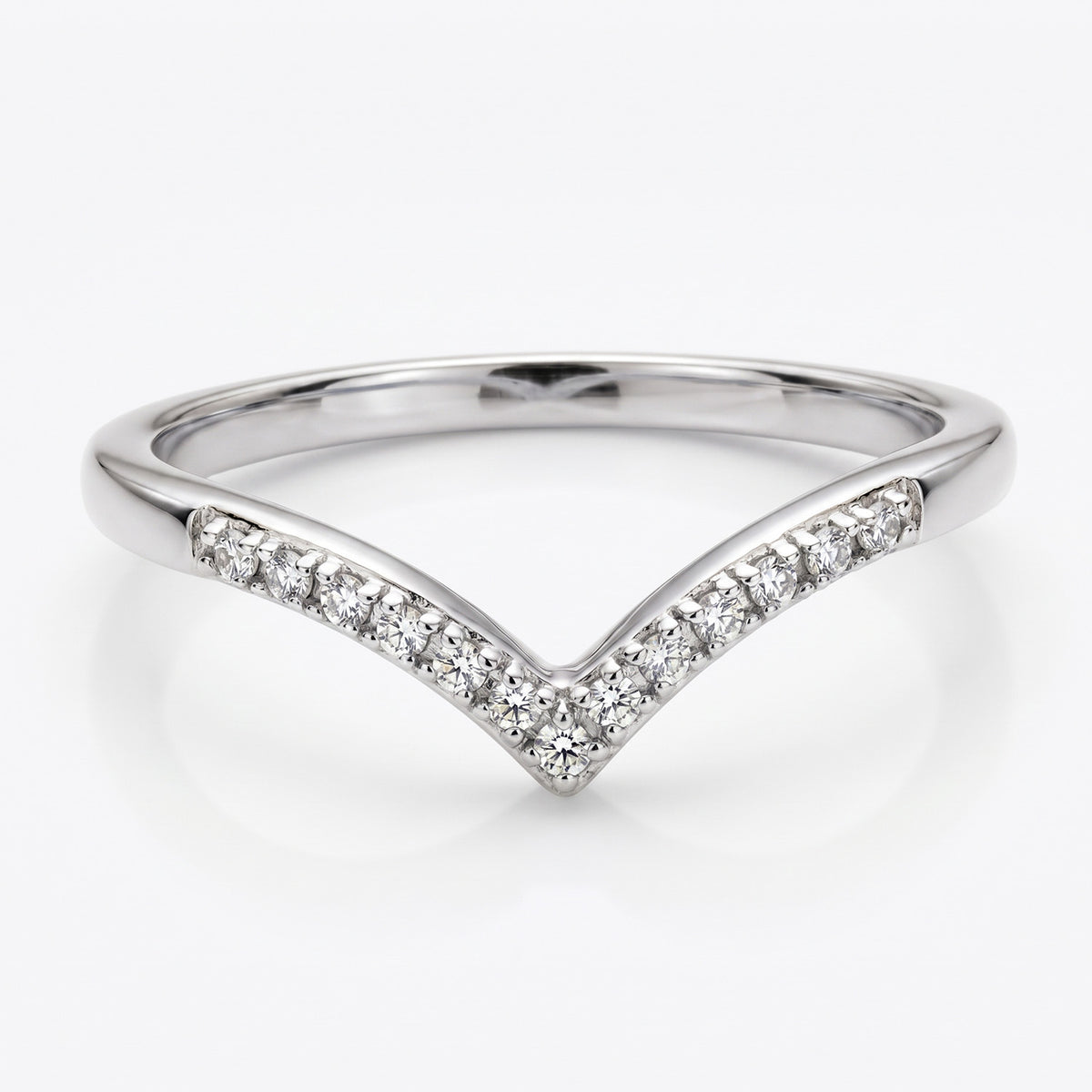 Diamond Wishbone Ring in Sterling Silver with Platinum Plating 7343783 0
