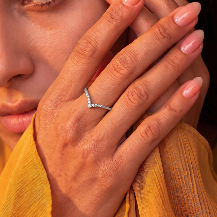 Diamond Wishbone Ring in Sterling Silver with Platinum Plating 7343783 2