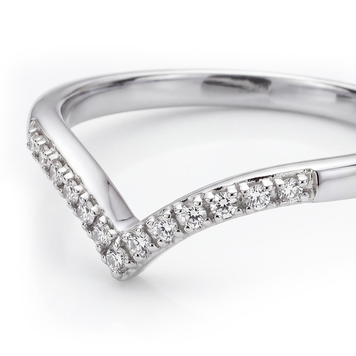 Diamond Wishbone Ring in Sterling Silver with Platinum Plating 7343783 3