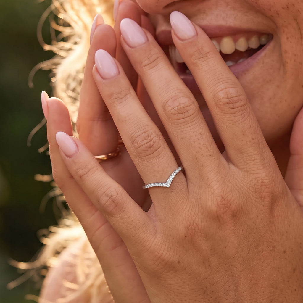 D'Joy - Natural White Diamond Wishbone Ring in Platinum Overlay Sterling Silver_7343783_4