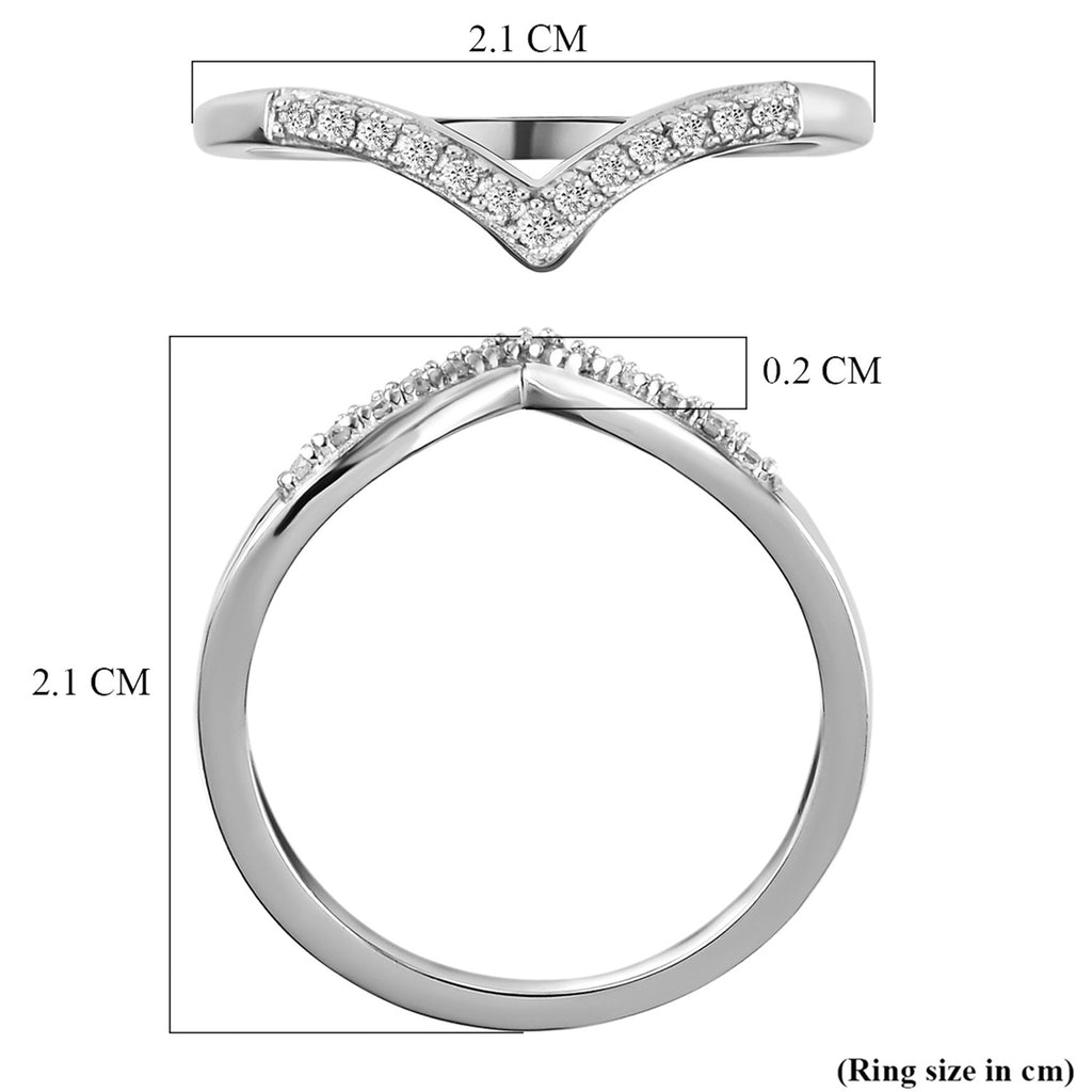 D'Joy - Natural White Diamond Wishbone Ring in Platinum Overlay Sterling Silver_7343783_7