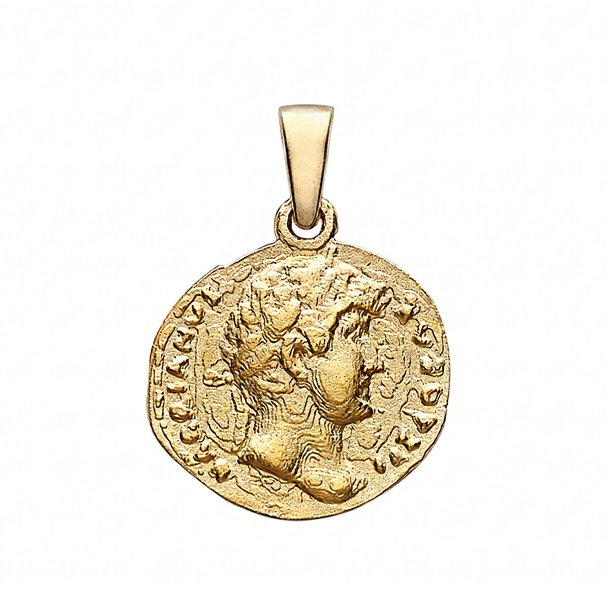 9K Yellow Gold 11.9mm x 17.2mm Satin Worn Roman Coin Pendant 7343906 0
