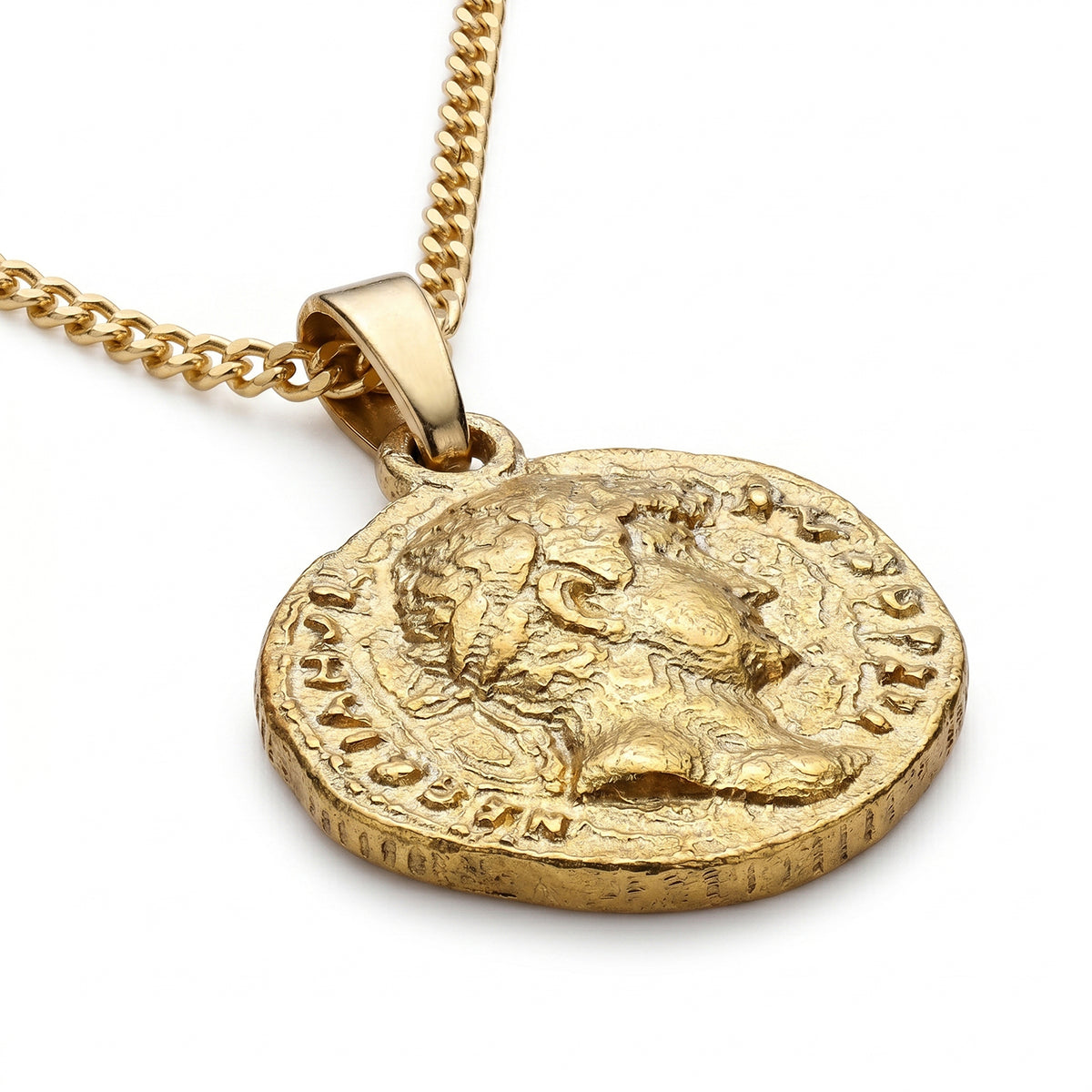 9K Yellow Gold 11.9mm x 17.2mm Satin Worn Roman Coin Pendant 7343906 3