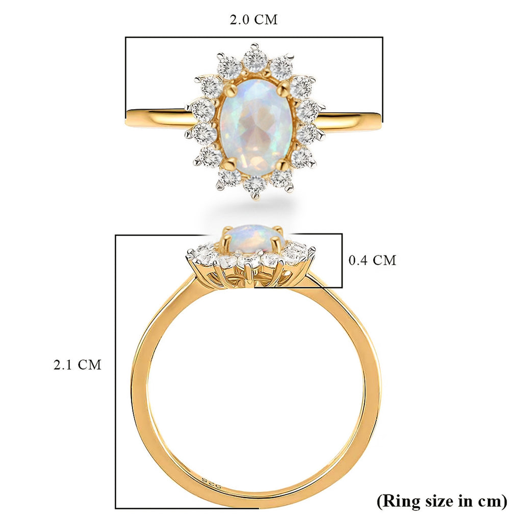 D'Joy - Rainbow Moonstone & Natural Zircon Halo Ring in 18K Vermeil Yellow Gold Plated Sterling Silver 1.18 Ct_7343996_9