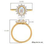 D'Joy - Rainbow Moonstone & Natural Zircon Halo Ring in 18K Vermeil Yellow Gold Plated Sterling Silver 1.18 Ct_7343996_9