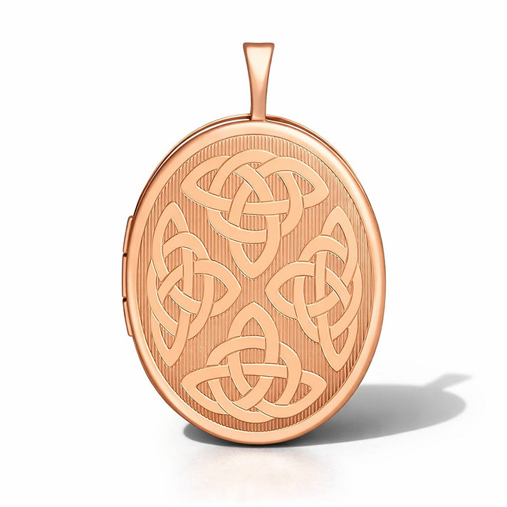 9K Rose Gold 20mm x 32mm Etched Celtic Oval Locket 7344134 1