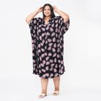 Tamsy V Neck 100% Viscose Midi Dress (One Size 8-18) - Black_7346143_3
