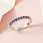 D'Joy - Blue Sapphire Half Eternity Band Ring in Platinum Overlay Sterling Silver_7347072_1