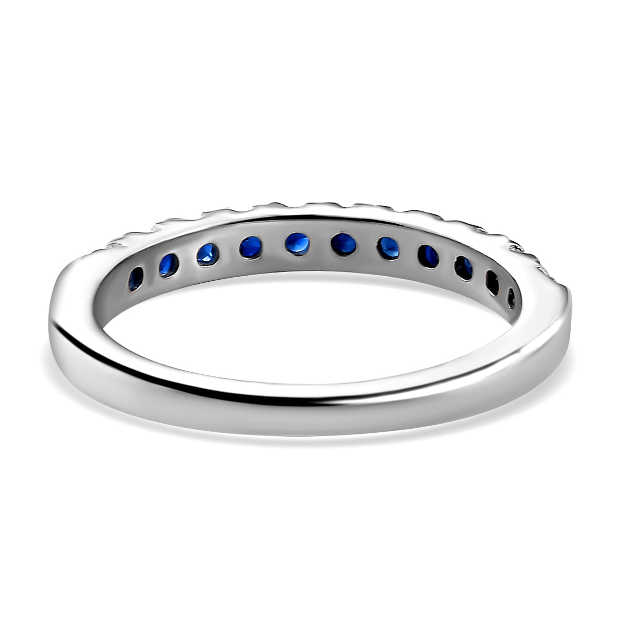 0.50 Ct Blue Sapphire Half Eternity Sleek Wedding Band Ring in Sterling Silver with Platinum Plating 7347072 5
