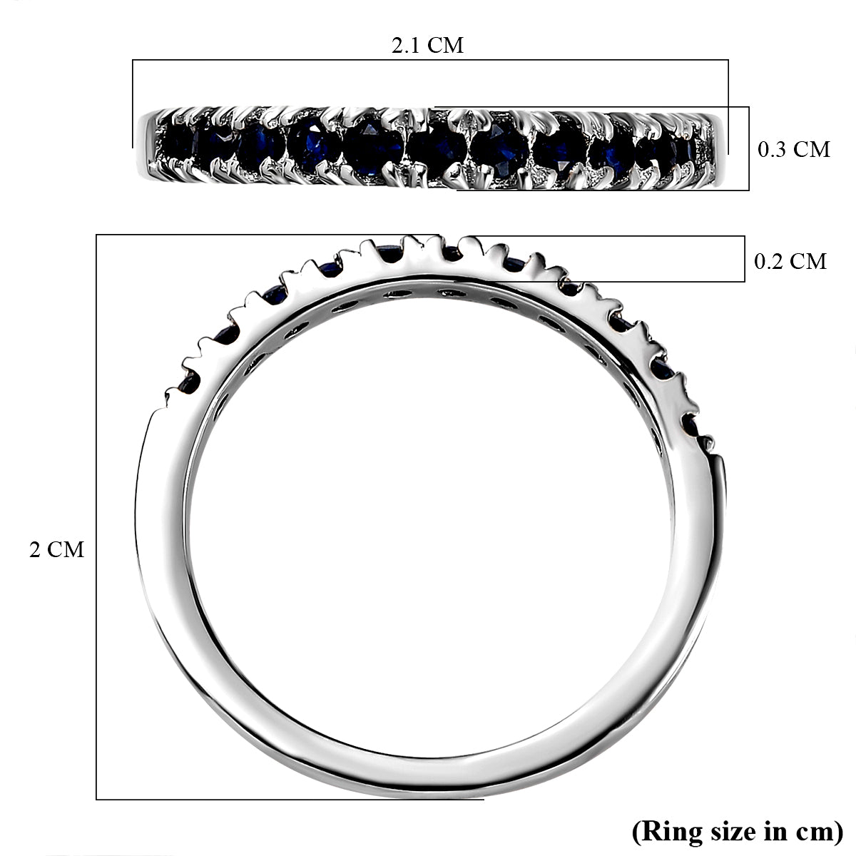 0.50 Ct Blue Sapphire Half Eternity Sleek Wedding Band Ring in Sterling Silver with Platinum Plating 7347072 6