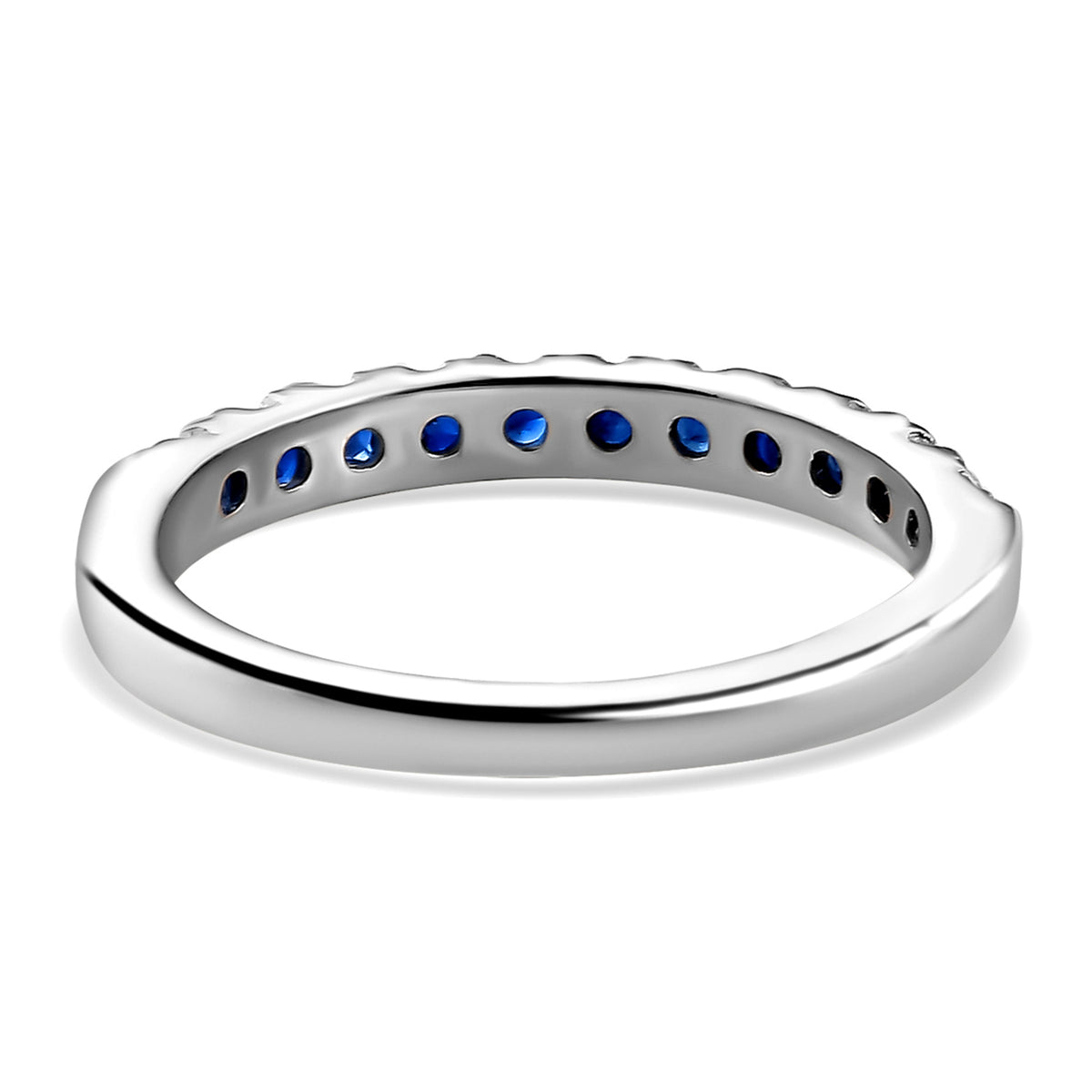 0.50 Ct Blue Sapphire Half Eternity Sleek Wedding Band Ring in Sterling Silver with Platinum Plating 7347075 5