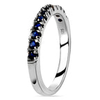 D'Joy - Blue Sapphire Half Eternity Band Ring in Platinum Overlay Sterling Silver_7347075_5