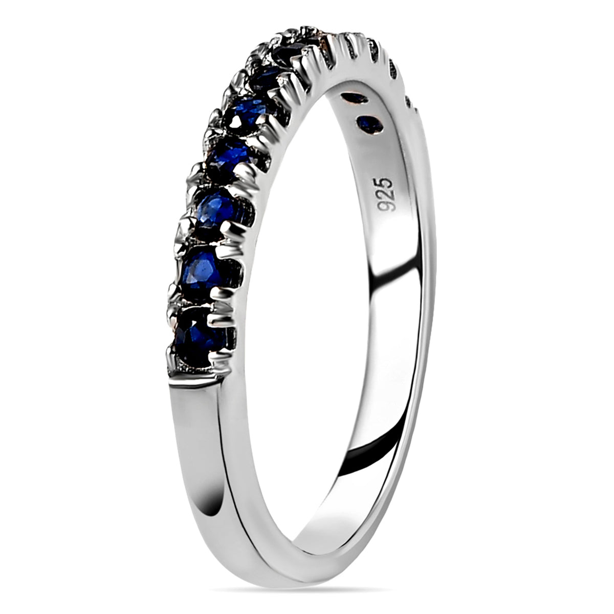 0.50 Ct Blue Sapphire Half Eternity Sleek Wedding Band Ring in Sterling Silver with Platinum Plating 7347075 6