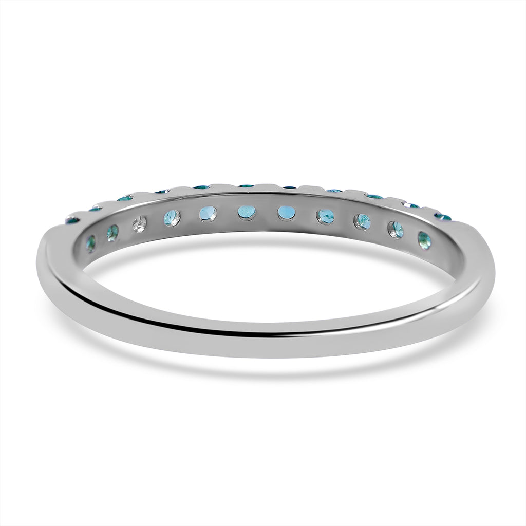 D'Joy - Zambian Emerald Half Eternity Band Ring in Rhodium Overlay Sterling Silver_7347127_4