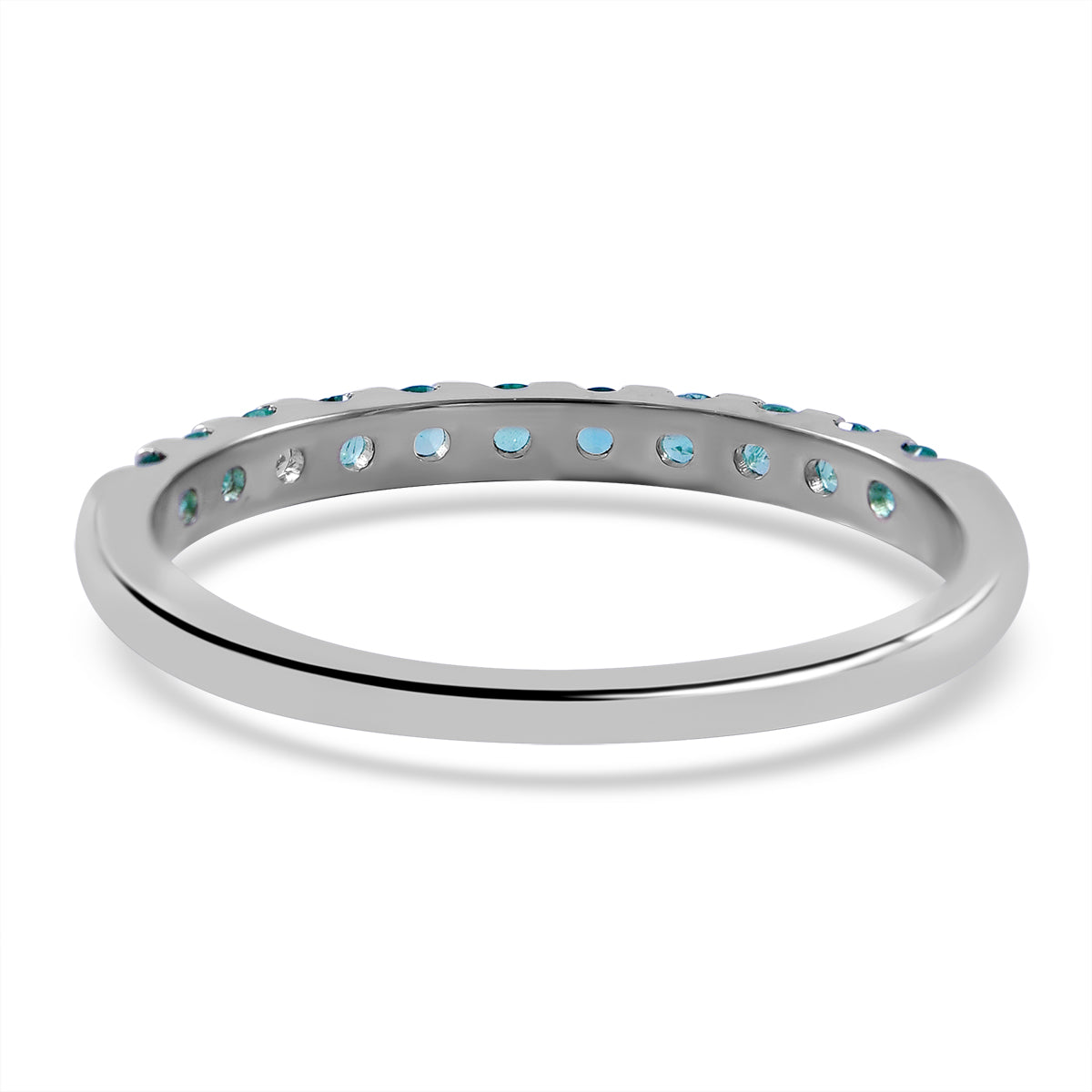 D'Joy 0.34 Ct Zambian Emerald Half Eternity Sleek Wedding Band Ring in Rhdoium Overlay Sterling Silver 7347127 4