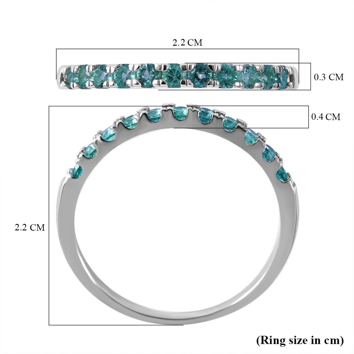 D'Joy 0.34 Ct Zambian Emerald Half Eternity Sleek Wedding Band Ring in Rhdoium Overlay Sterling Silver 7347127 5