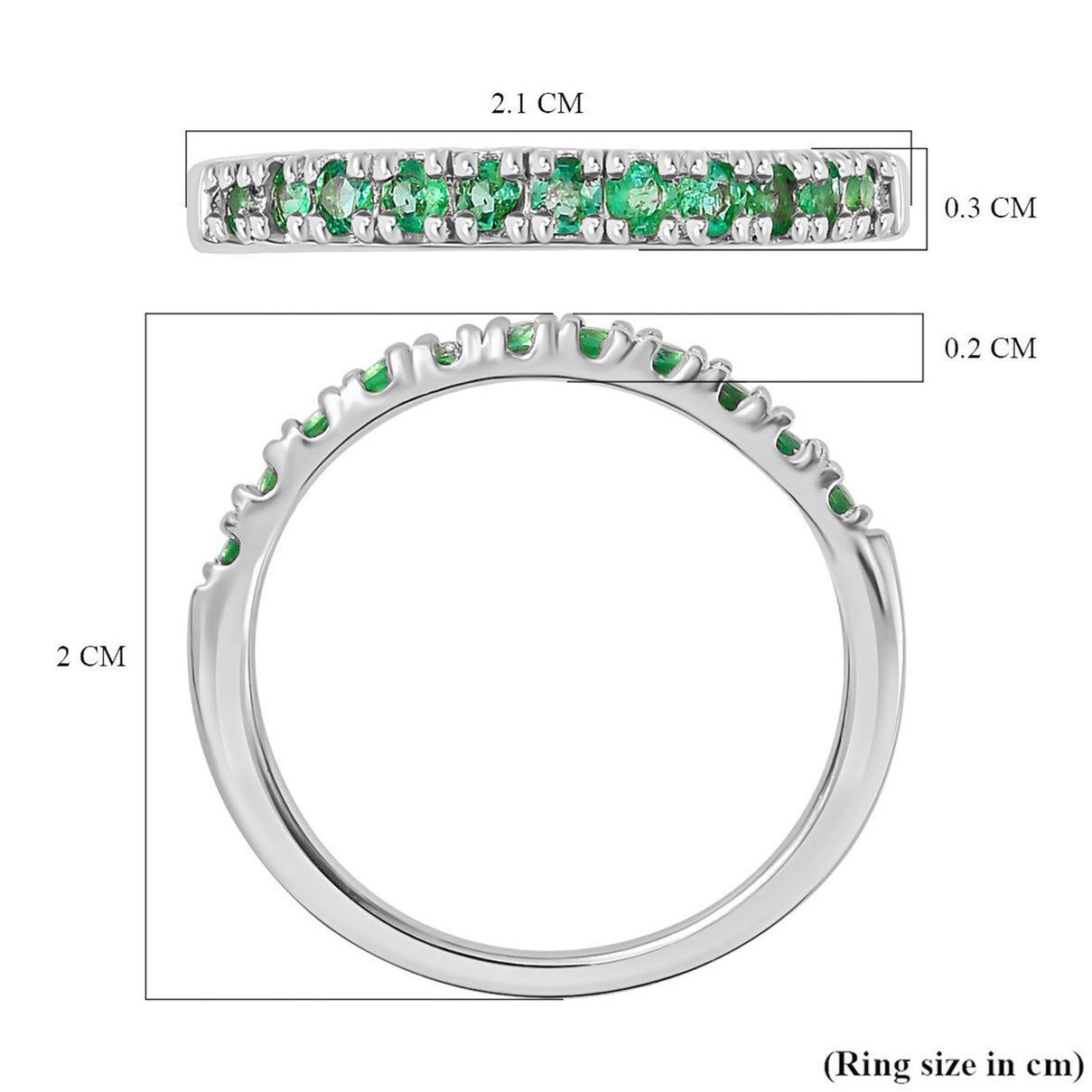 D'Joy 0.34 Ct Zambian Emerald Half Eternity Sleek Wedding Band Ring in Rhdoium Overlay Sterling Silver 7347127 7