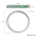 D'Joy - Zambian Emerald Half Eternity Band Ring in Rhodium Overlay Sterling Silver_7347127_6