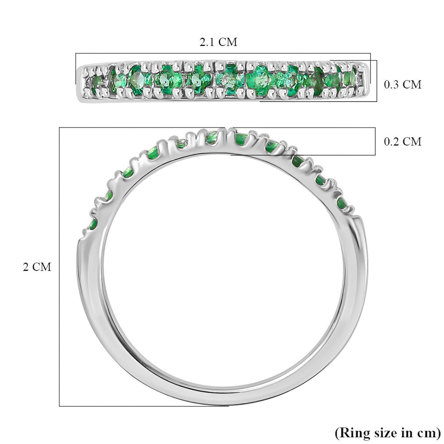 D'Joy 0.34 Ct Zambian Emerald Half Eternity Sleek Wedding Band Ring in Rhdoium Overlay Sterling Silver 7347127 7