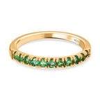 D'Joy Zambian Emerald Half-Eternity Band Ring in 18K Vermeil Yellow Gold Plated Sterling Silver_7347142