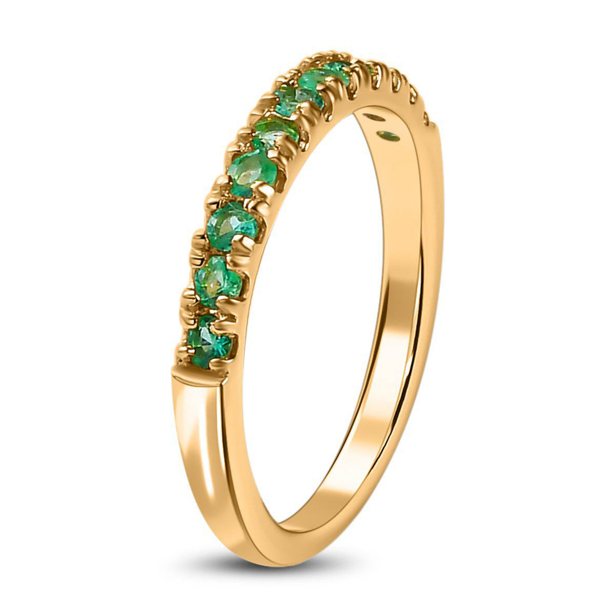 Zambian Emerald Half-Eternity Ring in 18K Vermeil Yellow Gold Plated Sterling Silver 7347142 6