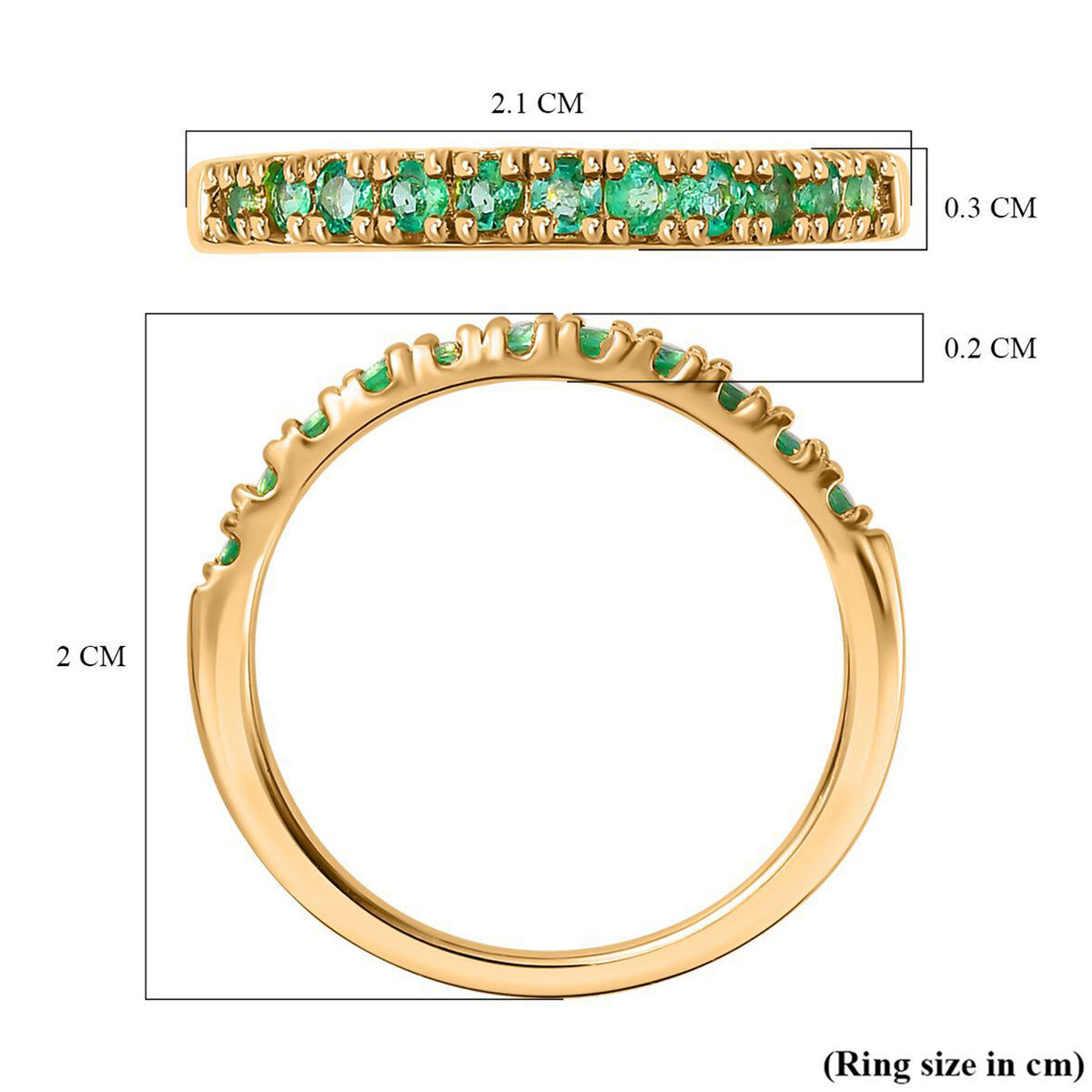 Zambian Emerald Half-Eternity Ring in 18K Vermeil Yellow Gold Plated Sterling Silver 7347142 7