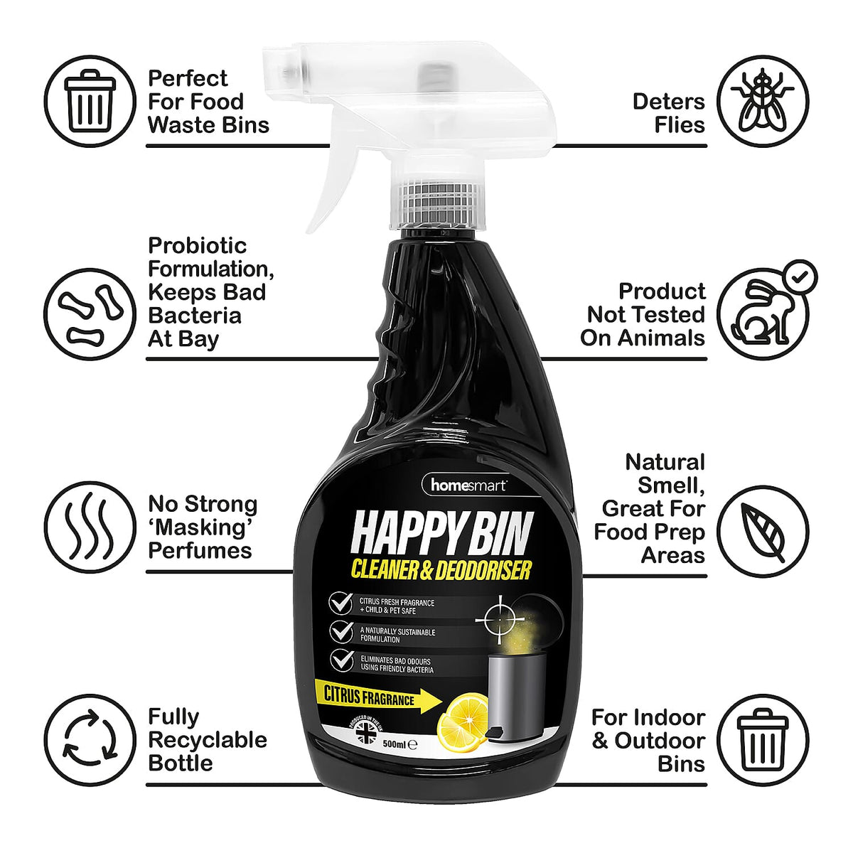 Home Smart Happy Bin Cleaner-Deodoriser - 500ml 7362148 4