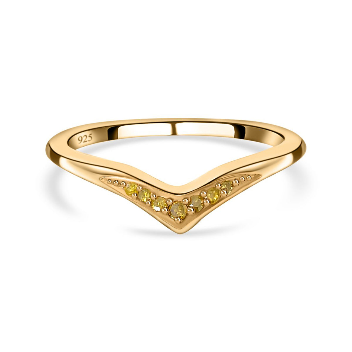D'Joy - Yellow Diamond Wishbone Ring in 18K Vermeil Yellow Gold Plated Sterling Silver 7365488 0