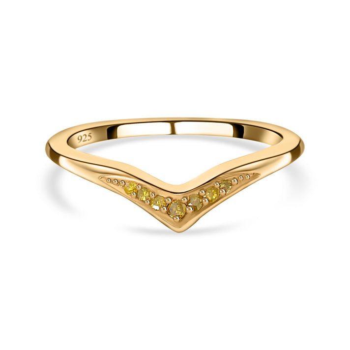 D'Joy - Yellow Diamond Wishbone Ring in 18K Vermeil Yellow Gold Plated Sterling Silver 7365488 1