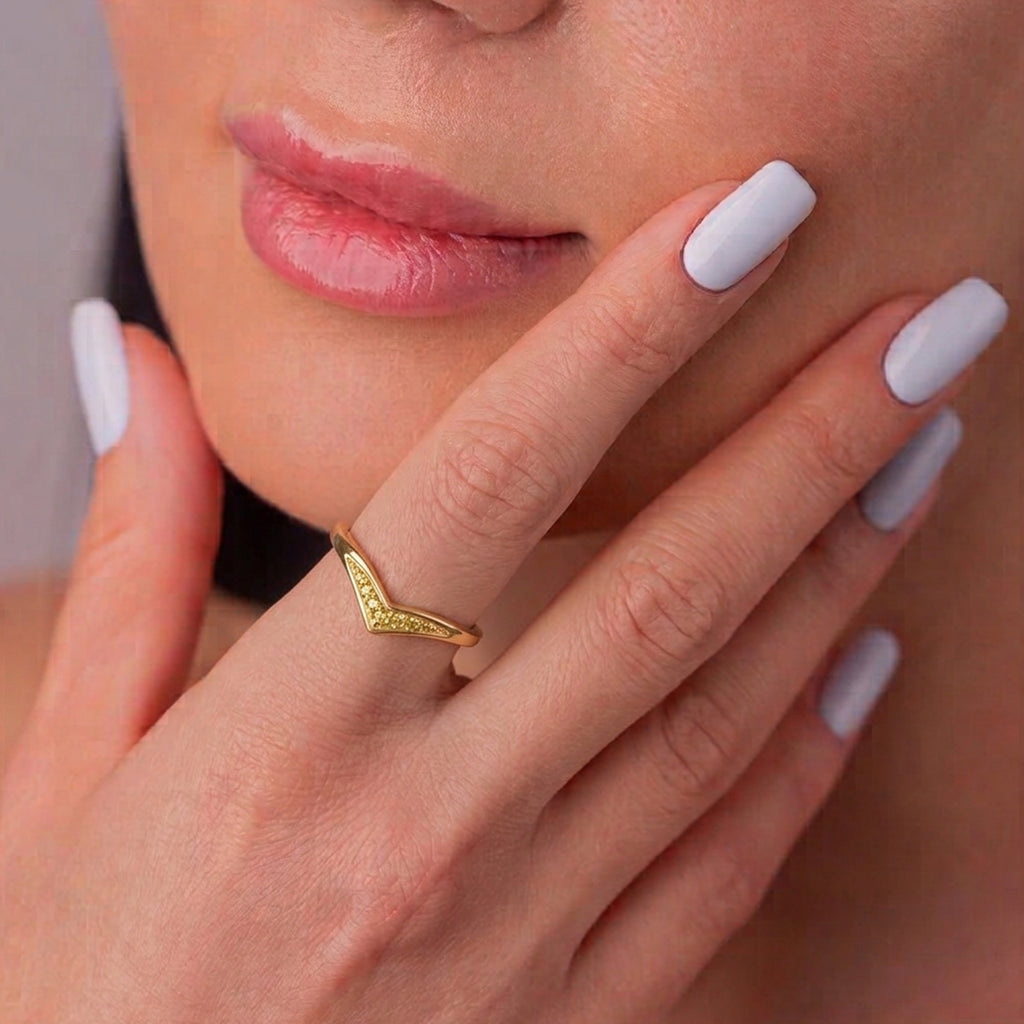 D'Joy - Yellow Diamond Wishbone Ring in 18K Vermeil Yellow Gold Plated Sterling Silver_7365488_2