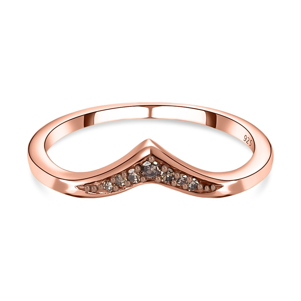 D'Joy - Champagne Diamond Wishbone Ring in 18K Vermeil Rose Gold Plated Sterling Silver V32580542 0