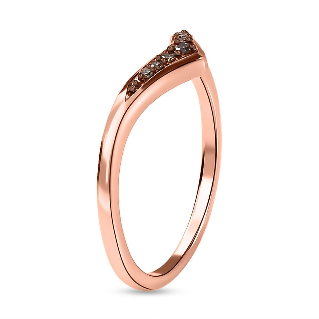 D'Joy - Champagne Diamond Wishbone Ring in 18K Vermeil Rose Gold Plated Sterling Silver_7365617_3